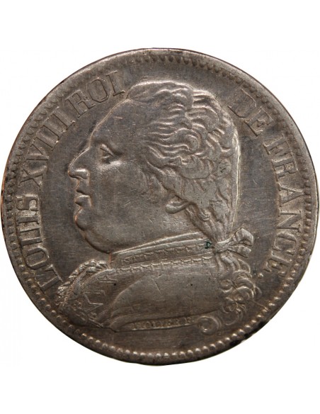 LOUIS XVIII - 5 FRANCS ARGENT 1814 M TOULOUSE