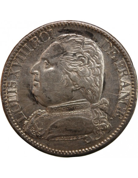 LOUIS XVIII - 5 FRANCS ARGENT 1815 Q PERPIGNAN