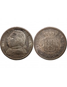 LOUIS XVIII - 5 FRANCS ARGENT 1815 Q PERPIGNAN 2