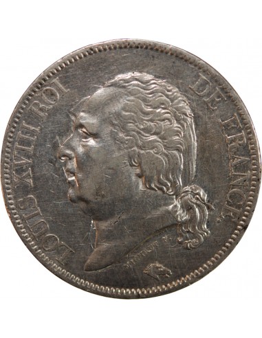 LOUIS XVIII - 5 FRANCS ARGENT 1816 B ROUEN