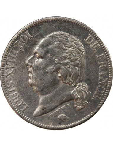 LOUIS XVIII - 5 FRANCS ARGENT 1824 W LILLE