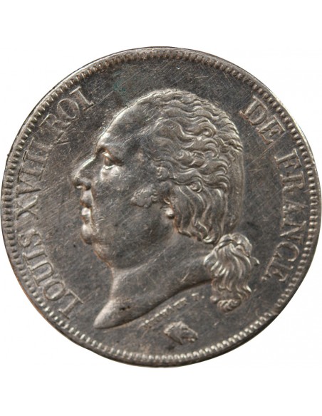 LOUIS XVIII - 5 FRANCS ARGENT 1824 W LILLE