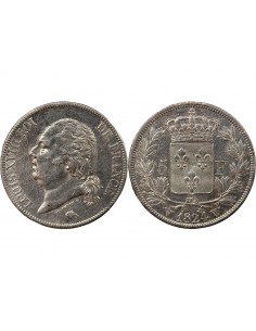 LOUIS XVIII - 5 FRANCS ARGENT 1824 W LILLE 2