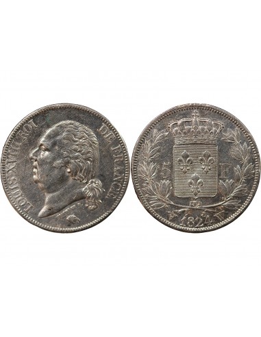 LOUIS XVIII - 5 FRANCS ARGENT 1824 W LILLE