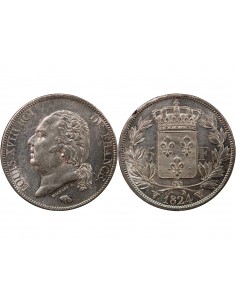 LOUIS XVIII - 5 FRANCS ARGENT 1824 W LILLE 2