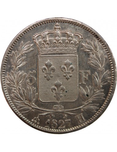CHARLES X - 5 FRANCS ARGENT 1827 H LA ROCHELLE