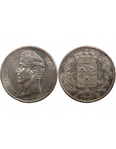 CHARLES X - 5 FRANCS ARGENT 1827 H LA ROCHELLE 2