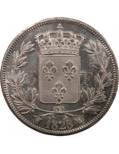 CHARLES X - 5 FRANCS ARGENT 1828 W LILLE