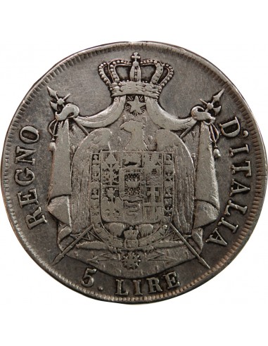 ITALIE, NAPOLEON Ier - 5 LIRE ARGENT 1807 M MILAN