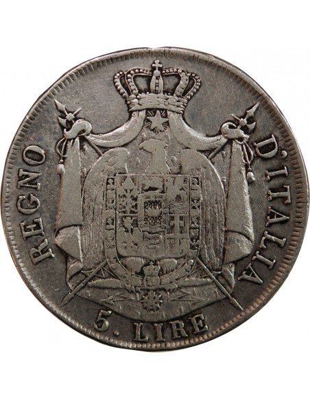 ITALIE, NAPOLEON Ier - 5 LIRE ARGENT 1807 M MILAN