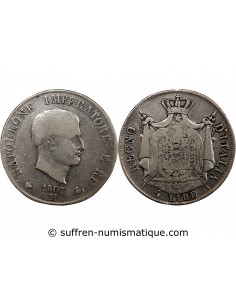 ITALIE, NAPOLEON Ier - 5 LIRE ARGENT 1807 M MILAN