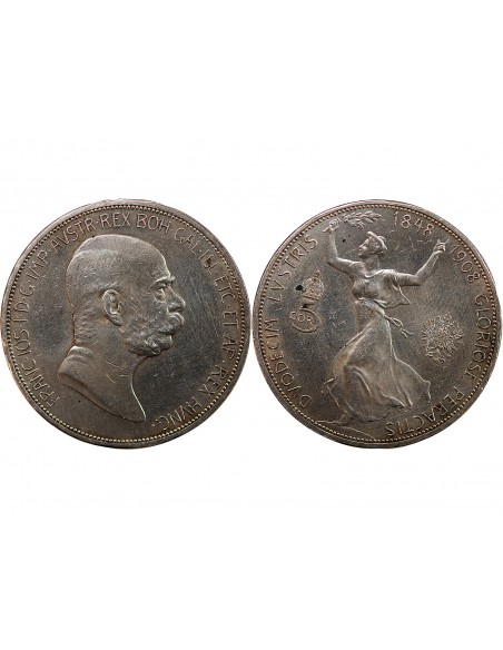 AUTRICHE, FRANÇOIS-JOSEPH Ier - 5 CORONA ARGENT 1908