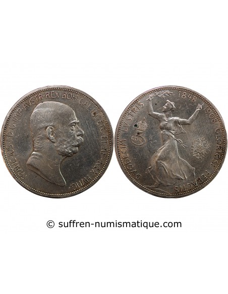 AUTRICHE, FRANÇOIS-JOSEPH Ier - 5 CORONA ARGENT 1908