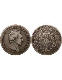 ITALIE, ROYAUME DE SARDAIGNE, CHARLES-FELIX - 5 LIRE ARGENT 1825 L 2