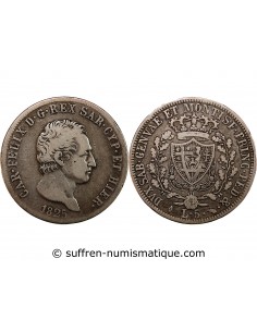 ITALIE, ROYAUME DE SARDAIGNE, CHARLES-FELIX - 5 LIRE ARGENT 1825 L