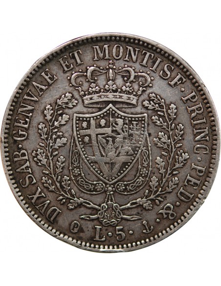 ITALIE, ROYAUME DE SARDAIGNE, CHARLES-FELIX - 5 LIRE ARGENT 1829 P