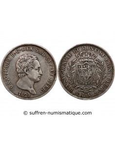 ITALIE, ROYAUME DE SARDAIGNE, CHARLES-FELIX - 5 LIRE ARGENT 1829 P