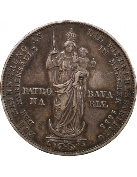 ALLEMAGNE, BAVIERE, MAXIMILIEN II - 2 GULDEN ARGENT 1857