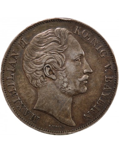 ALLEMAGNE, BAVIERE, MAXIMILIEN II - 2 GULDEN ARGENT 1857