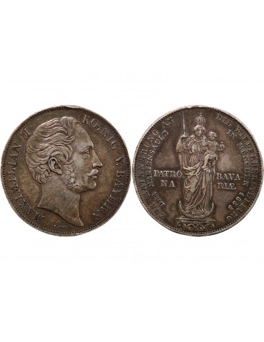 ALLEMAGNE, BAVIERE, MAXIMILIEN II - 2 GULDEN ARGENT 1857
