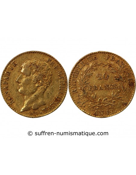 BONAPARTE 1er CONSUL - 20 FRANCS OR AN 12 A PARIS