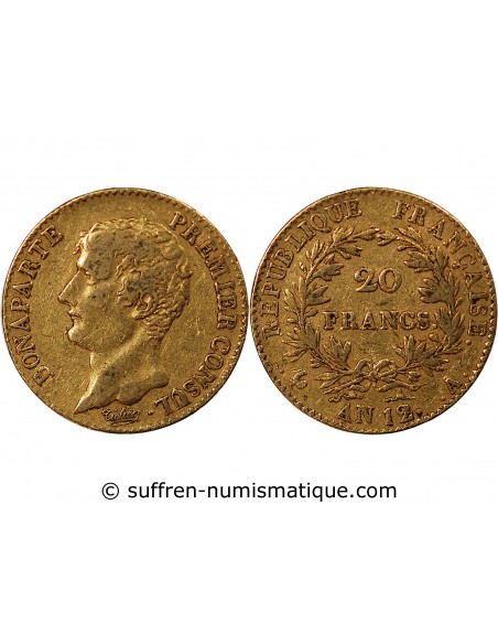 BONAPARTE 1er CONSUL - 20 FRANCS OR AN 12 A PARIS