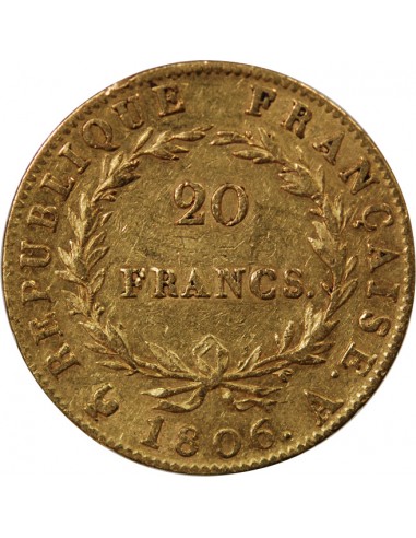 NAPOLEON Ier﻿ - 20 FRANCS OR 1806 A PARIS﻿ "Calendrier grégorien"