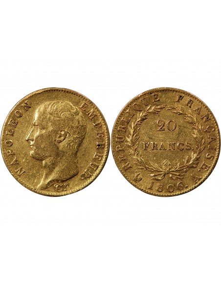 NAPOLEON Ier﻿ - 20 FRANCS OR 1806 A PARIS﻿ "Calendrier grégorien"