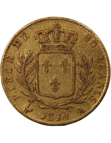 LOUIS XVIII - 20 FRANCS OR 1814 A PARIS