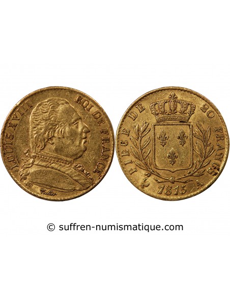 LOUIS XVIII - 20 FRANCS OR 1815 A PARIS