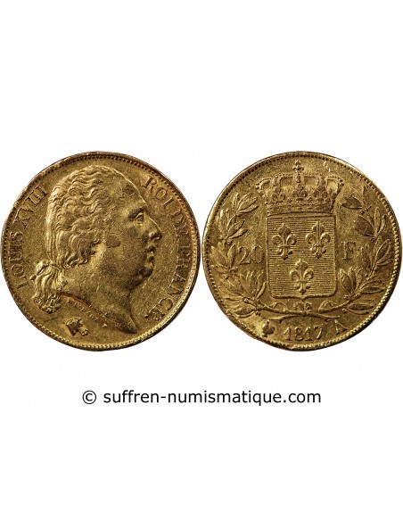 LOUIS XVIII - 20 FRANCS OR 1817 A PARIS