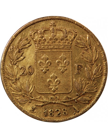 CHARLES X - 20 FRANCS OR 1828 A PARIS "4,5 Feuilles"﻿