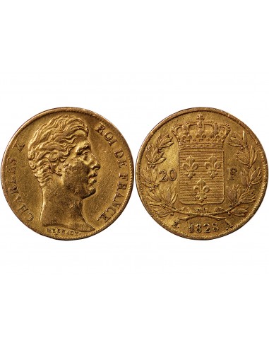 CHARLES X - 20 FRANCS OR 1828 A PARIS "4,5 Feuilles"﻿