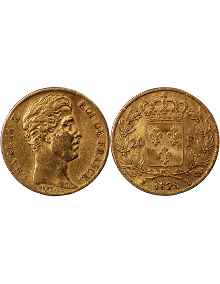 CHARLES X - 20 FRANCS OR 1828 A PARIS "4,5 Feuilles"﻿