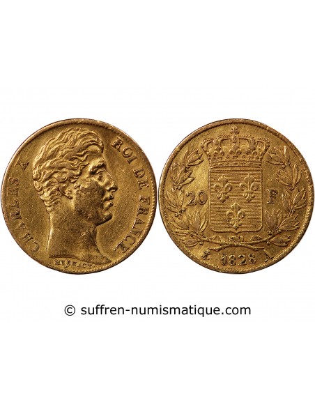 CHARLES X - 20 FRANCS OR 1828 A PARIS "4,5 Feuilles"﻿