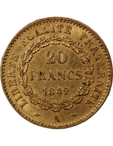 GENIE - 20 FRANCS OR 1849 A PARIS "Deuxième République"