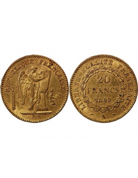 GENIE - 20 FRANCS OR 1849 A PARIS "Deuxième République"