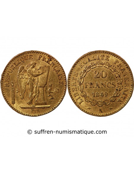 GENIE - 20 FRANCS OR 1849 A PARIS "Deuxième République"
