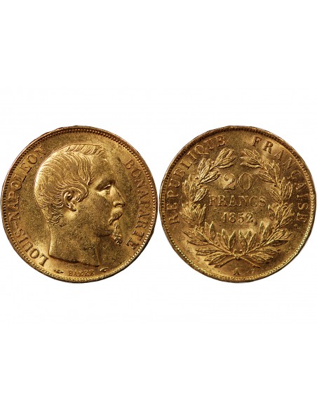 LOUIS-NAPOLEON BONAPARTE - 20 FRANCS OR 1852 A PARIS