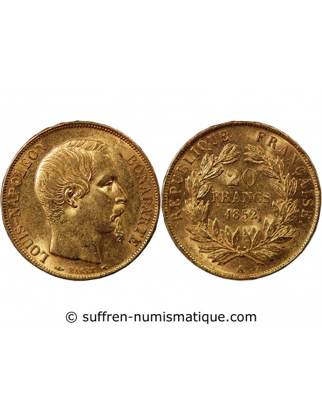 LOUIS-NAPOLEON BONAPARTE - 20 FRANCS OR 1852 A PARIS