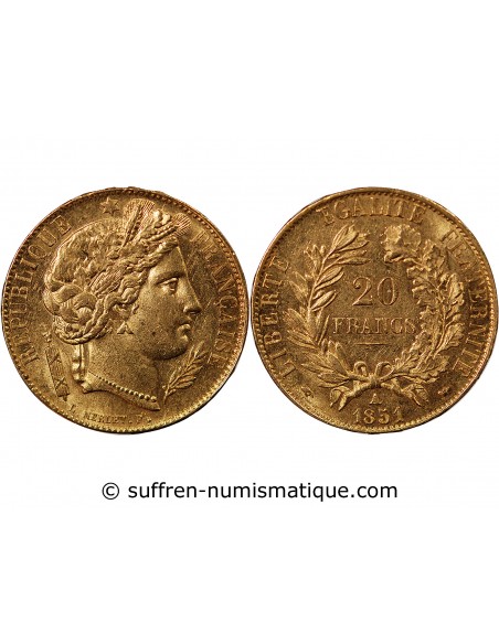 CERES ﻿- 20 FRANCS OR 1851 A PARIS﻿