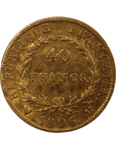 NAPOLEON Ier﻿ - 40 FRANCS OR 1806 U TURIN
