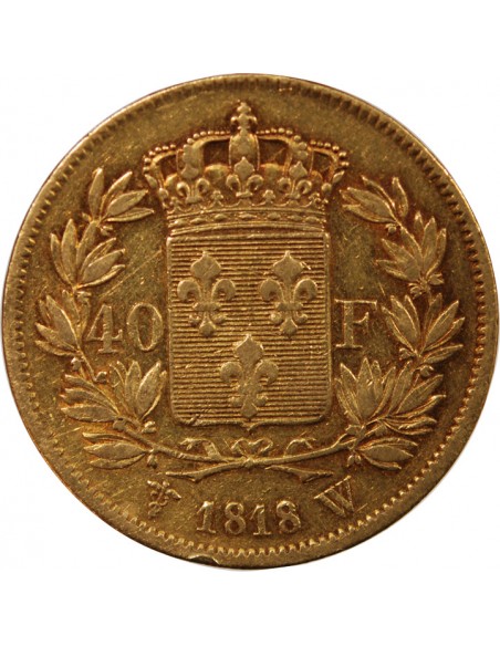 40 FRANCS OR LOUIS XVIII 1818 W LILLE