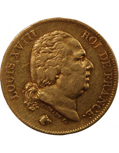 40 FRANCS OR LOUIS XVIII 1818 W LILLE