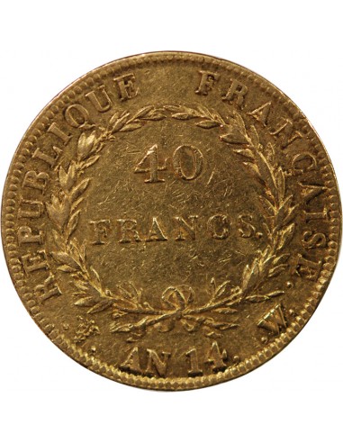 NAPOLEON Ier ﻿- 40 FRANCS OR Ier AN 14 W LILLE "calendrier révolutionnaire"