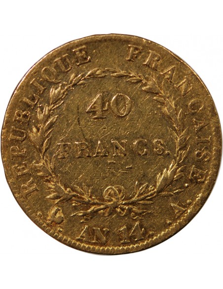NAPOLEON Ier ﻿- 40 FRANCS OR Ier AN 14 A PARIS﻿ "calendrier révolutionnaire"