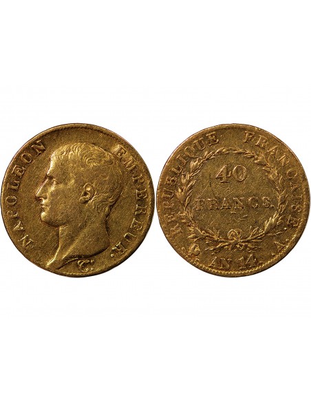NAPOLEON Ier ﻿- 40 FRANCS OR Ier AN 14 A PARIS﻿ "calendrier révolutionnaire"