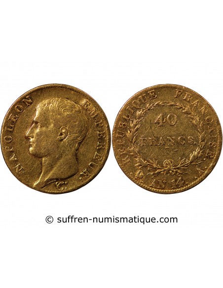NAPOLEON Ier ﻿- 40 FRANCS OR Ier AN 14 A PARIS﻿ "calendrier révolutionnaire"