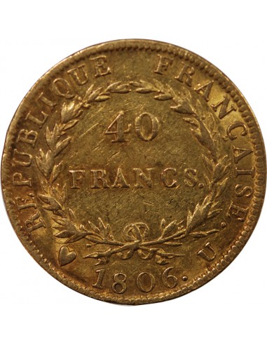 NAPOLEON Ier﻿ - 40 FRANCS OR 1806 U TURIN
