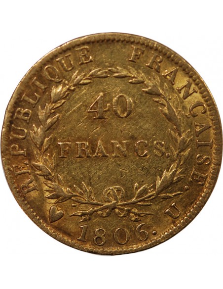 NAPOLEON Ier﻿ - 40 FRANCS OR 1806 U TURIN